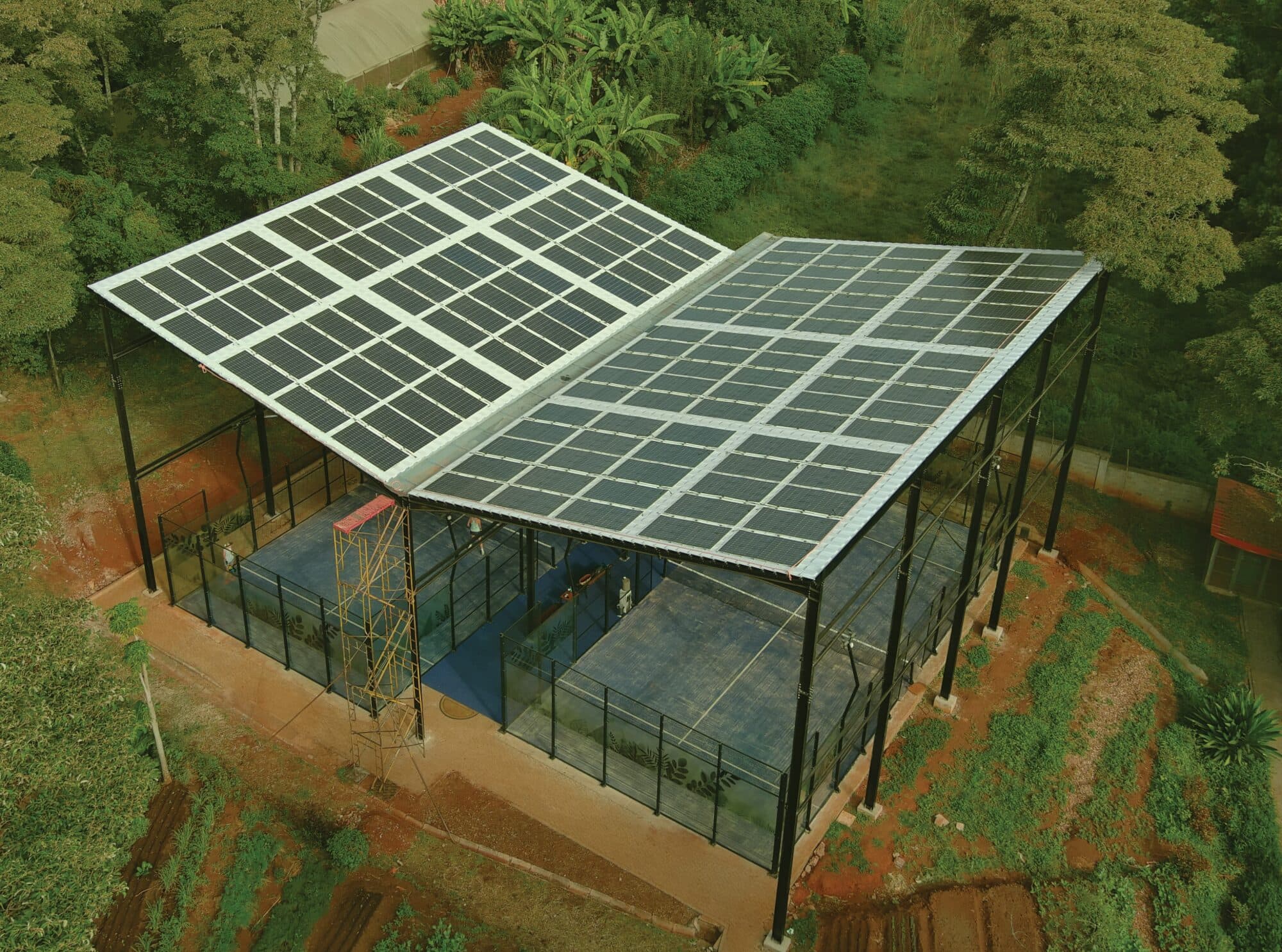 A completed Takazuri project — a Climatile roof clad with solar panels